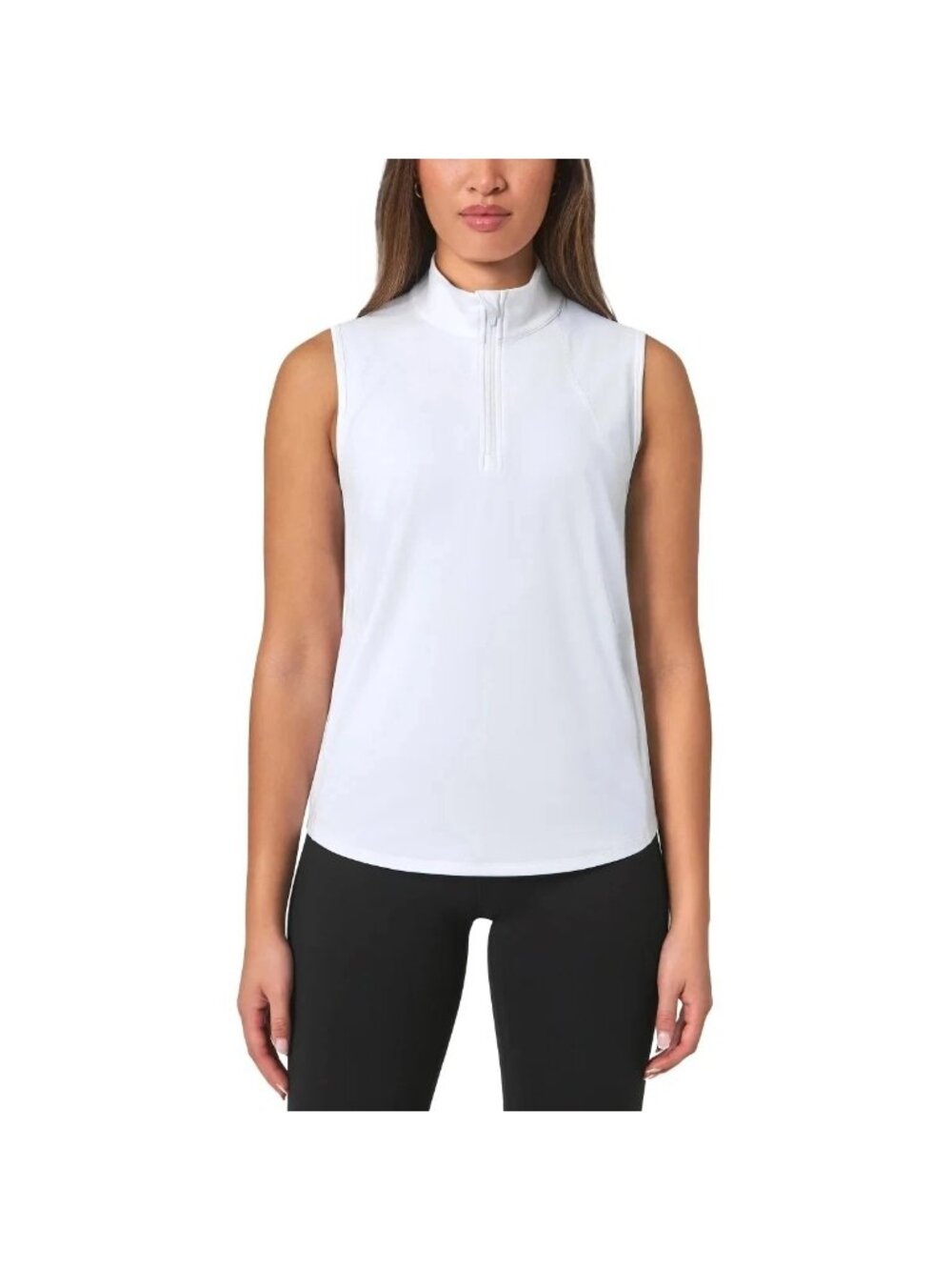 NWT Mondetta Women's XS White Ivory Active Half-Zip Sleeveless Top